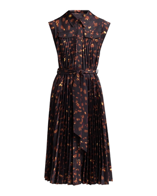 Johanna Printed Twill Dress- Brown Multi