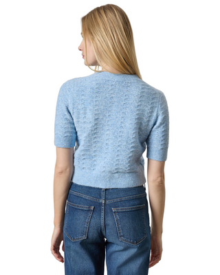 Short Sleeve Crewneck Cardigan- Clearwater
