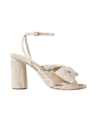 Camellia Knot Mule With Ankle Strap- Platinum