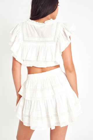 Ruffle Mini Skirt- Antique White