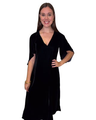 Meredith Midi Dress- Black Velvet