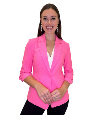 Lucia Notch Blazer- Neon Pink