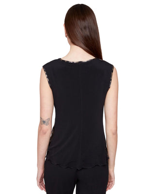 Leopard Foil Draped Neck Tank Blouse