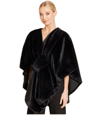 Faux Fur Pull Through Wrap- Black (One Size)