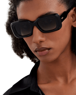 Chloe Gayia Rectangle Sunglasses- Black + Grey