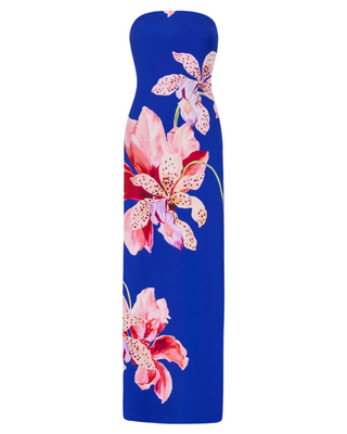 Vera Satin Floral Maxi Dress- Blue Multi