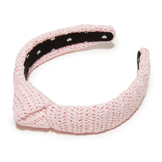 Raffia Slim Knotted Headband- Blush