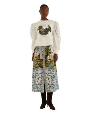 Countryside Landscape Multicolor Midi Skirt- Countryside Landscape