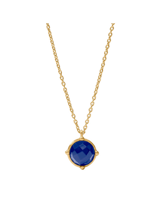 Honeybee Solitaire Necklace- Gold- Iridescent Sapphire Blue