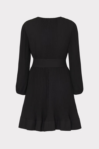 Liv Crystal Embellished Pleated Dress- Black
