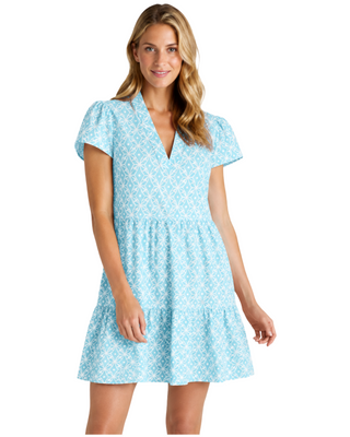 Ginger Dress- Star Lattice Light Blue
