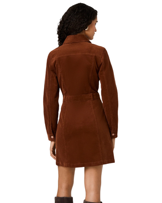 Casey Corduroy Button-Front Dress- Chesnut Brown