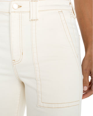 Stride High Rise Wide Leg Crop Patch Pocket Jean- Seaside Dunes