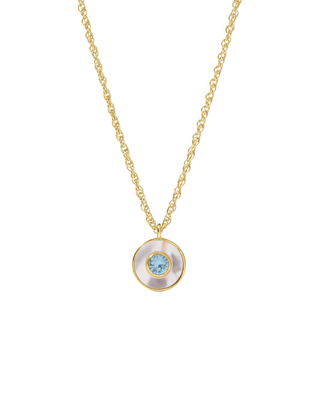 Colette Circle Delicate Necklace- Chalcedony Blue