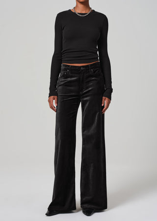 Loli Mid Rise Baggy Jean- Velvet Black
