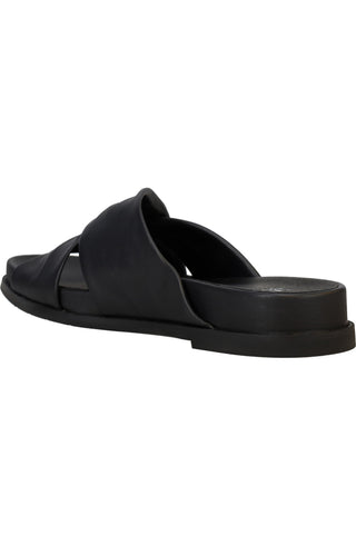 Dello Slide Sandal- Black Leather