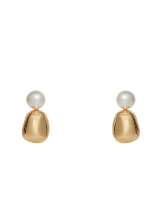 Gold Pebble Stud Earrings