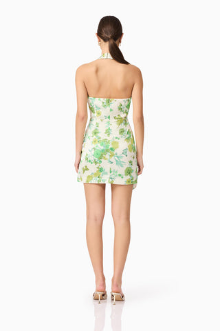 Tess Halter Mini Dress- Green Multi