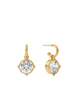 Honeybee Hoop & Charm Earring- Gold- CZ