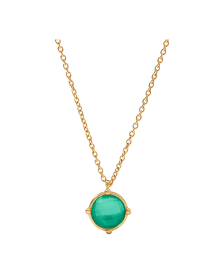 Honeybee Solitaire Necklace- Gold- Iridescent Emerald Green