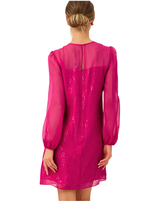 Gail Silk Dress- Berry Bouquet Fish Clip Chiffon