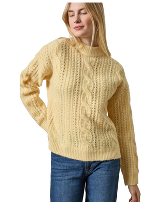 Relaxed Cable Knit Sweater- Buttercream