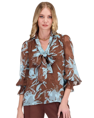 Iced Petals Tie Front Blouse