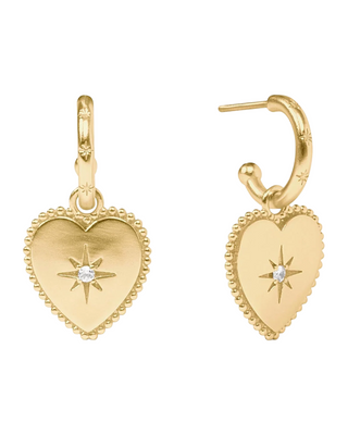 Heart Hoop & Charm Earring- Cubic Zirconia