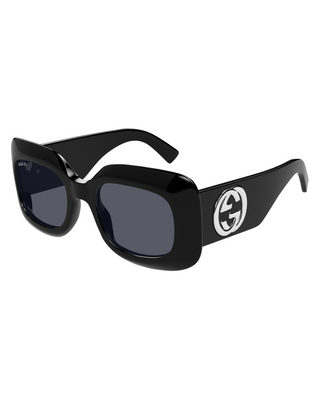 Gucci Oversized Rectangle Sunglasses- Black + Grey