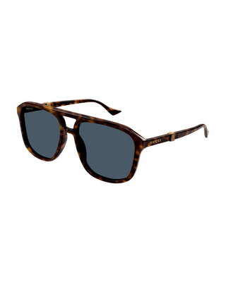 Gucci Squared Pilot Sunglasses- Havana/Blue