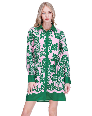 Petal Party Shirtdress- Pink/Ivy