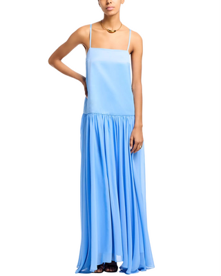 Marina Silky Maxi Dress- Blue Hydrangea
