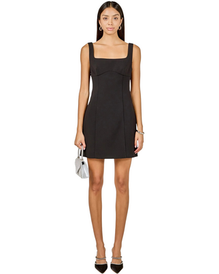 Back Bow Sleeveless Mini Dress- Black
