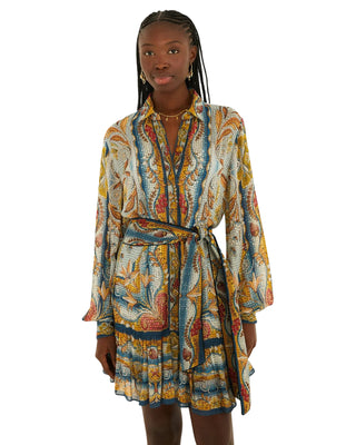 Mosaic Garden Soft Blue Mini Dress