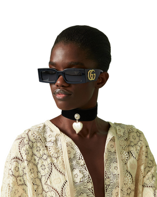 Gucci Slim Rectangle Sunglasses- Black