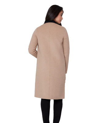 Brushed Reversible Knit Coat- Tan + Black