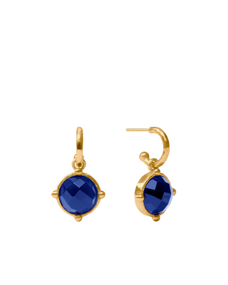 Honeybee Hoop & Charm Earring- Gold- Iridescent Sapphire Blue
