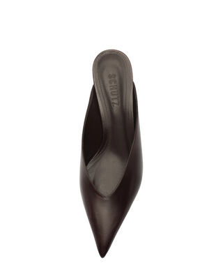 Loren Mid Mule Pump- Dark Brown