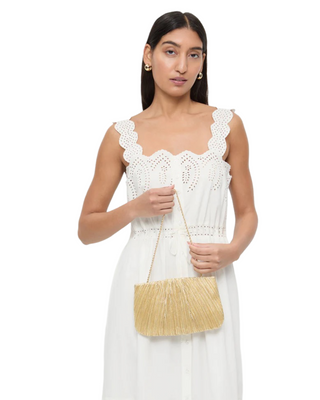 Brit Flat Pleated Clutch- Gold