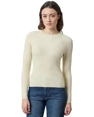 Angled Rib Crewneck Sweater- Ivory