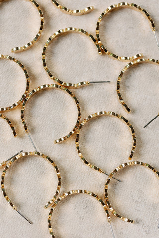 1” Hammered Hoop- Gold