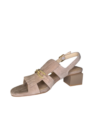 Calynn Heeled Sandal- Mink Taupe Suede