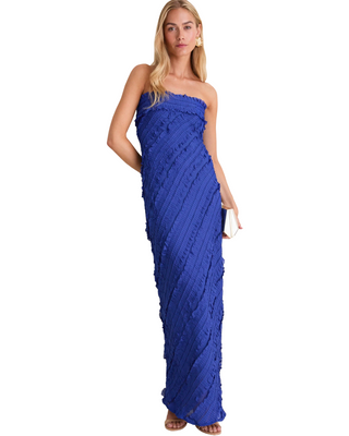 Strapless Maxi Dress- Cobalt