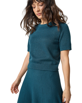 Short Sleeve Sparkle Sweater- Deep Sea Sparkle