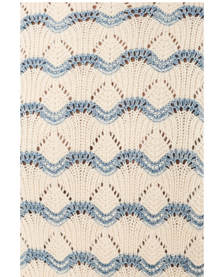Short Sleeve Multistitch Pullover Sweater- Winter White Stripe