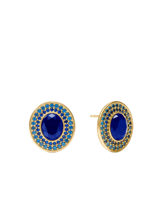 Stardust Stud- Gold- Iridescent Sapphire Blue
