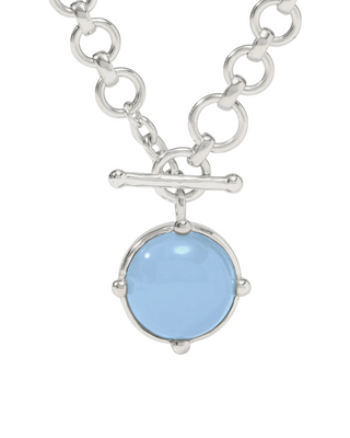 Honeybee Demi Necklace- Silver- Chalcedony Blue