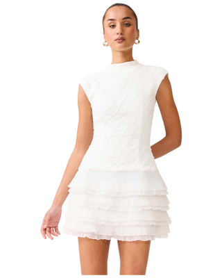 Alexandra Tiered Mini Dress- White
