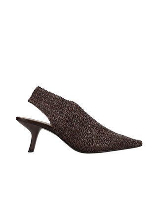 Perky Slingback Heel- Chocolate Woven