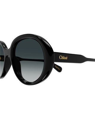 Chloe Gayia Round Sunglasses- Black + Grey
